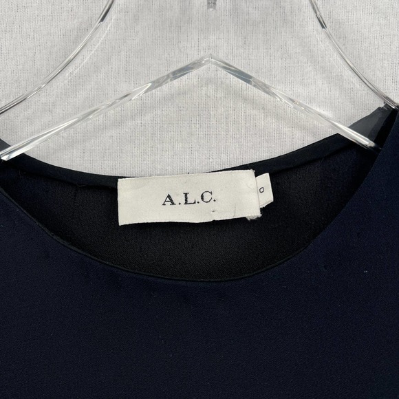 A.L.C. Dress Womens 0 Black Miro Viscose Blend Zipper Accent Mini Fit Flare Crew - Picture 9 of 14